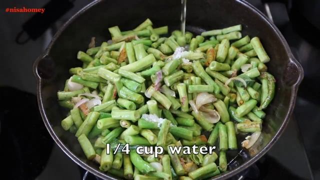 Achinga Payar Mezhukkupuratti - Long Beans Stir Fry - Side Dish For Rice - Nisa Homey