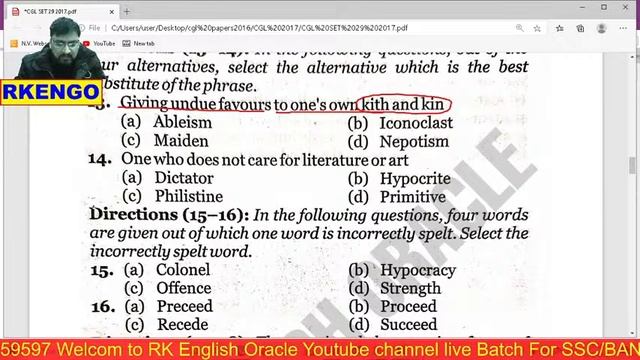 CLASS 15 SET 29 CGL (PT)  2017 MB BOOK TARGET THE FOLLOWING SSC EXAMS