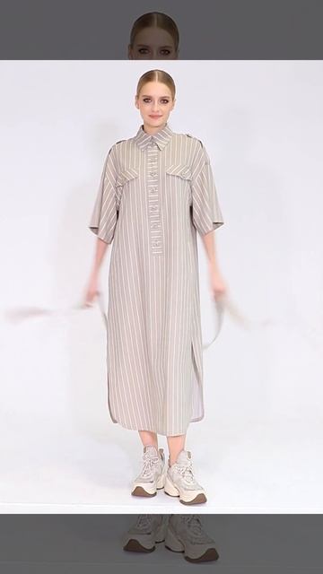 Льняное платье в полоску LO бежевое Артикул: 0323100307