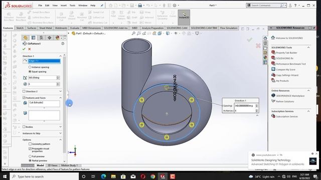 Solidworks Practice Tutorials| Centrifugal Pump| Volute Casing