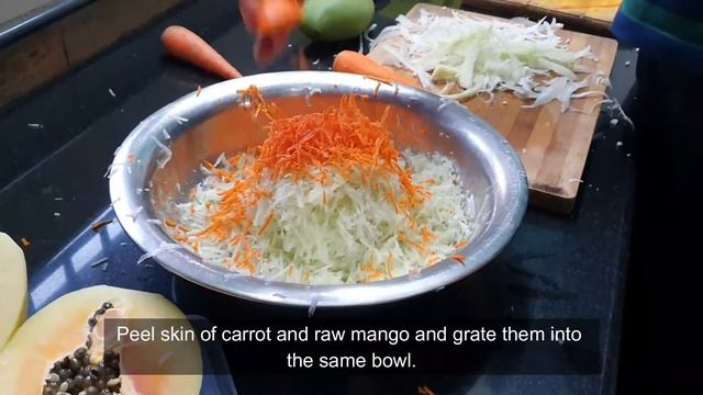 Raw Papaya And Mango Salad - Thai Style - Home Grown #swachagraha #soilandhealth