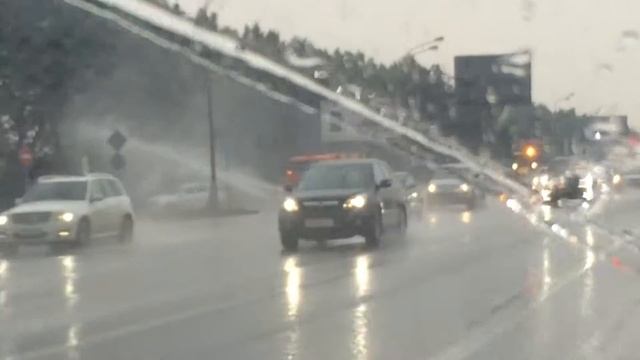 Как в Москве в ливень поливают траву