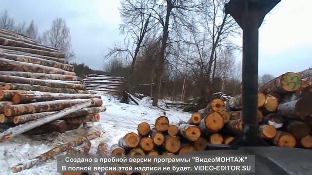урал лесовоз завалило лесом еле выехал.