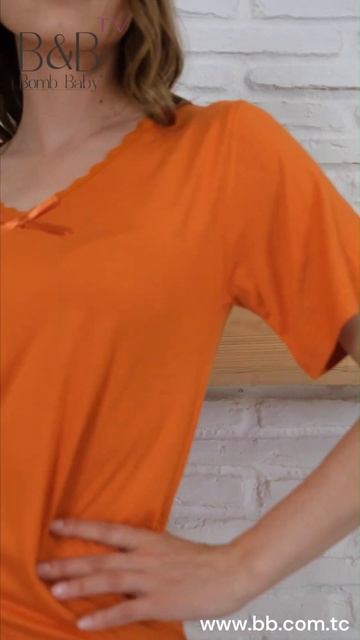 Sleepwear Pyjamas Set With Short Shorts Orange Code 292