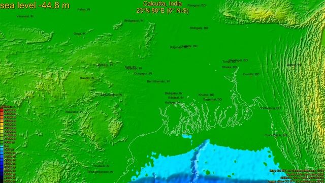 Calcutta, India, (z+c) Sea Level Rise -135 - 65 M