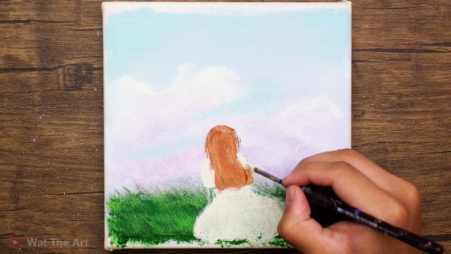 Girl In The Meadow｜Easy Acrylic Painting ｜Satisfying Art ｜wattheart #269