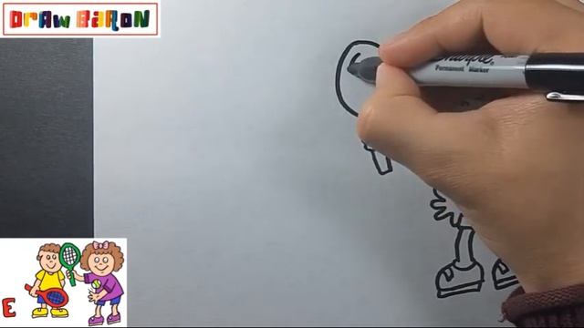 How To Draw Easily KIDS PLAYING TENNIS Step By Step