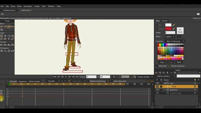 Front Walk Cycle Tutorial  - Anime Studio (Moho)