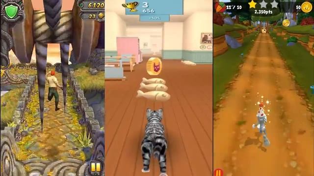 REAL Cat Run  VS  Temple Run 2 VS Looney Tunes Dash Cartoon Games Kids