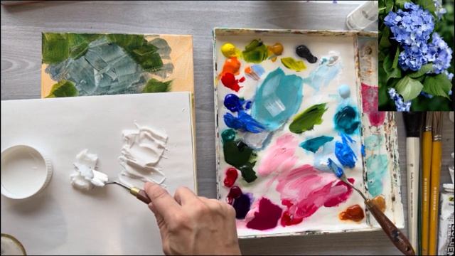 How To Paint Blue Hydrangea In Acrylic With GEL Mediums By Krista Eaton