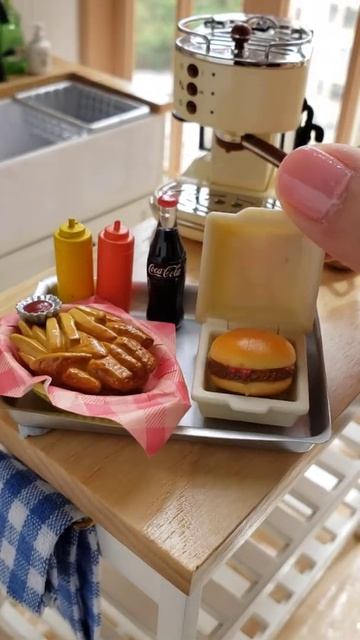 Miniature Burger And Fries | Re-ment Mini Kitchen Cooking