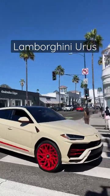 Tan Wrapped Lamborghini Urus With Red Forgiato Wheels In Beverly Hills #carspex #shorts #lamborghin