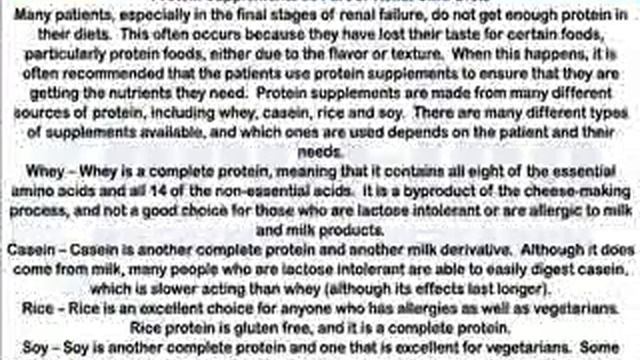 341 The Importance Of Protein For Renal Care.