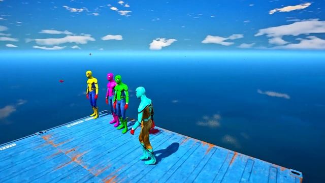 GTA 5 Crazy Ragdolls | Spider-man Vs Colorful Super Hero Jumps Fails (EP.43)