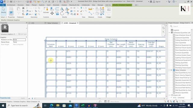 Revit 2024 - Bridge Deck BBS Schedule