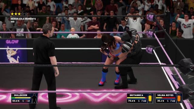 GLOW 1985 Bulldozer Vs Britannica & Selina Reyes