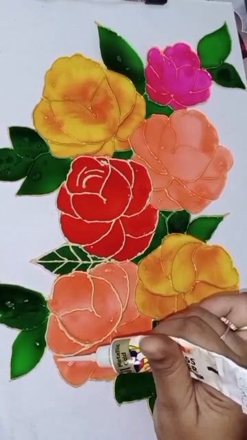 Rose Glass Art Outline #shorts