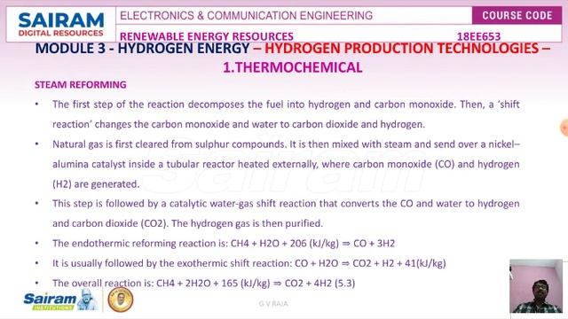 Lecture Video _18EE653_Module 3_ Hydrogen Production Technology3_GV.RAJA