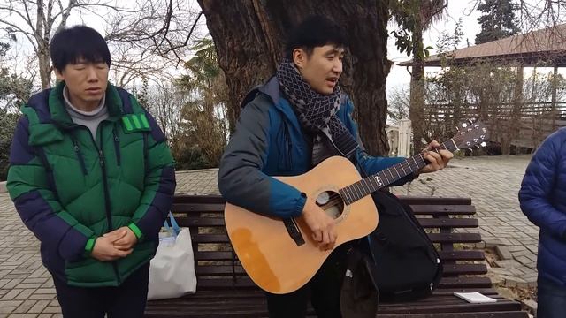 Абхазия, г. Гудаута, 17.01.2017. Песня в исполнении главы делегации из Южной Кореи