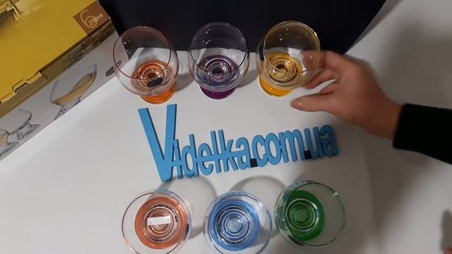 Набор бокалов для вина 230мл/6 шт Bohemia Gina М8660 (цветные) - видеообзор Videlka.com.ua