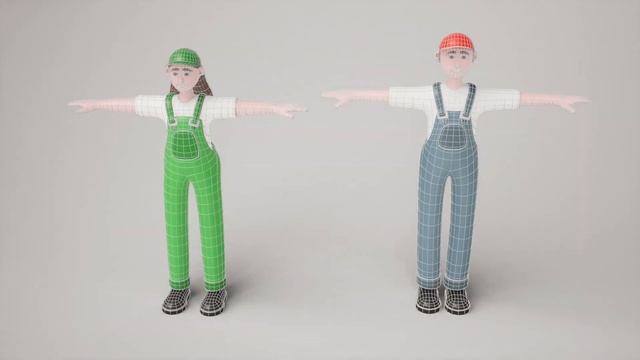 Workers - 3D Characters,  Wireframe, Download