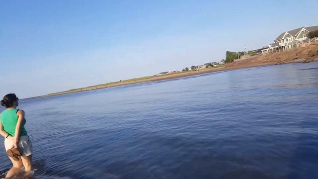 Парли Бич. Ближе к причалу вода теплая, в конце пляжа- ледяная. Лето в Нью Брансуик.