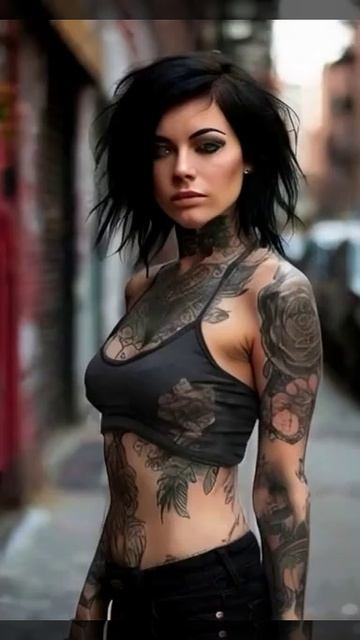 А вам нравиться девушки с тату? #тату #девушки #рок #музыка #tatoo #нейросеть #лайфстайл #топыкатего