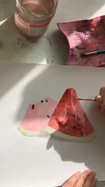 Акварельный Speedpaint. Акварель, арбуз