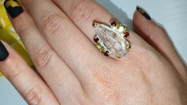 Серебряное Кольцо с натуральным Рутиловым Кварцем (Во