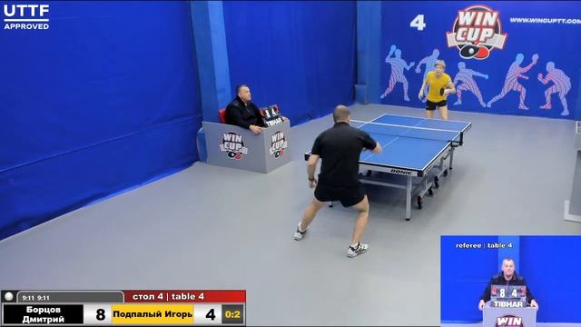20:00 Борцов Дмитрий 3-2 Подпалый Игорь стол 4  Юг-3  04.02.21
