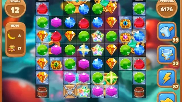 6176 уровень в игре Сокровища Пиратов.
