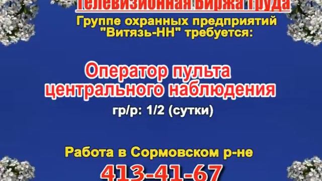 13 мая_08.30_РАБОТА В НИЖНЕМ НОВГОРОДЕ_Телевизионная Биржа Труда