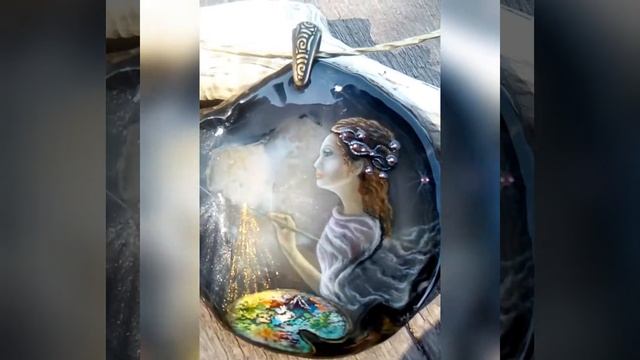 Кулон роспись по камню с художницей « Нарисую кистью тонкой... »