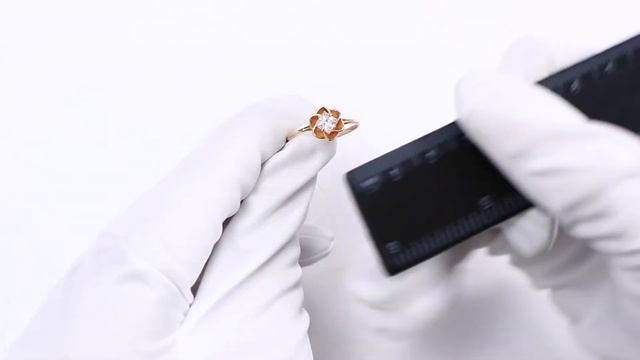 Золотое кольцо Золотые узоры с цирконом 01-6591