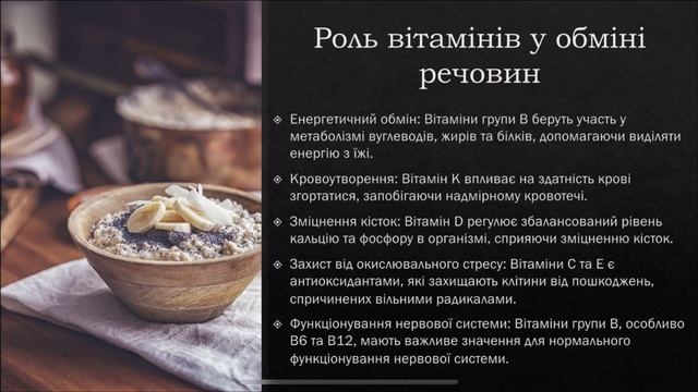 ВІТАМІНИ, ЇХ РОЛЬ В ОБМІНІ РЕЧОВИН Голенкова Катерина 10Б 2023