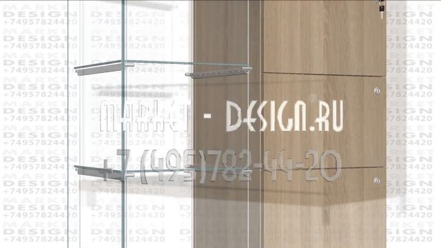 Застекленный прилавок с тремя ящиками с диодной подсв