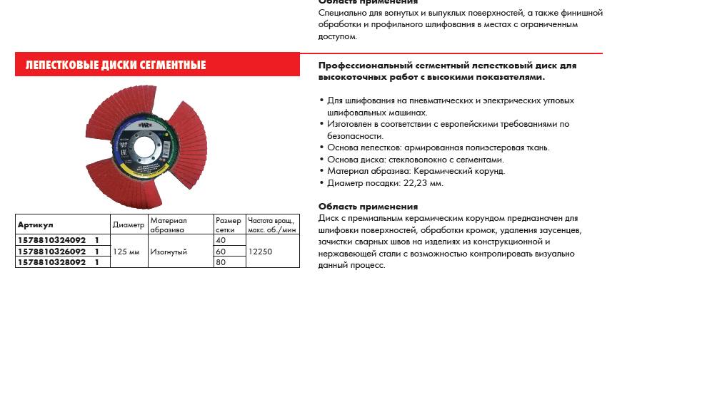 КЛТ Сегментный диск WR 1578810...