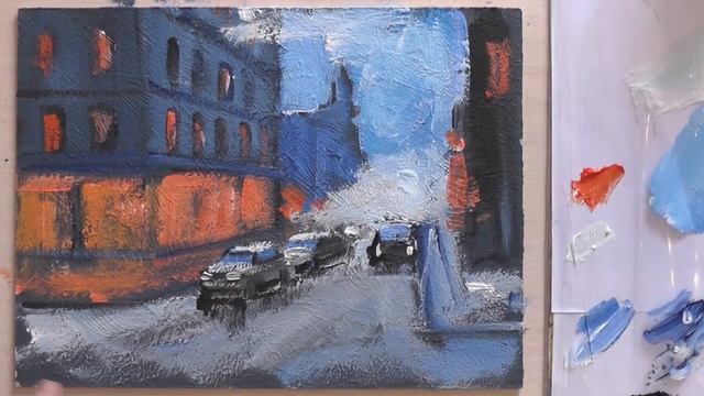 Городской пейзаж акрилом