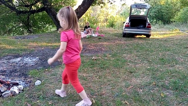 Алиса на природе 2021 год. Готовимся жарить шашлыки.