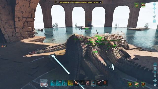 ARK: Survival Ascended. Карта центр. Альфа боссы & дейнозухи.