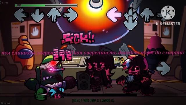 Evil BF X GF Vs Corrupt Green Impostor Day 3 на русском (фан перевод) | Friday Night Funkin Mods |