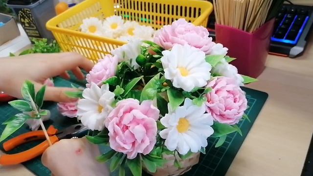 Букет пионов с ромашками #мыловарение #мылоручнойработы #подаркиручнойработы