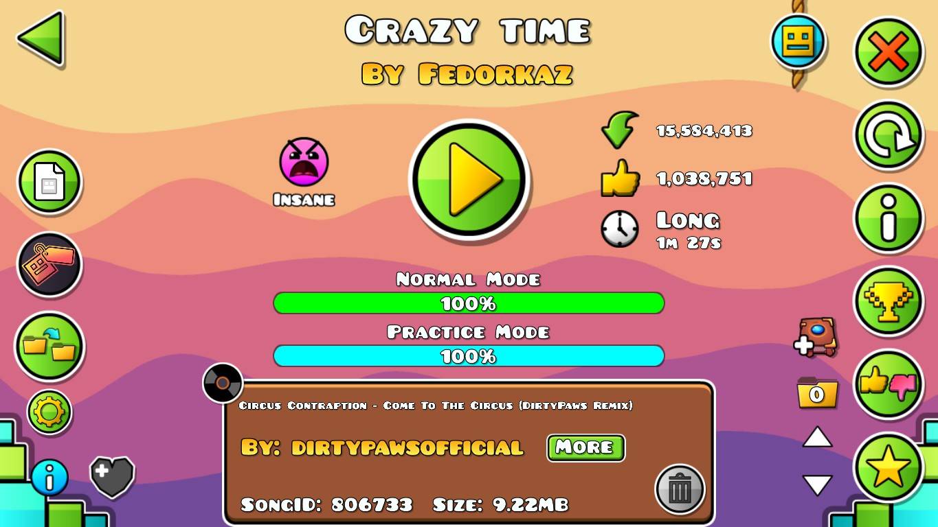 Geometry Dash. Crazy Time By Fedorkaz - 100%