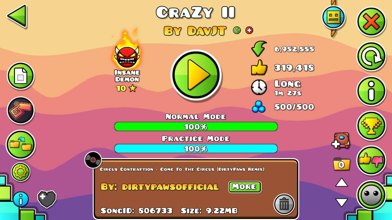 Geometry Dash. CraZy II By DavJT (Insane Demon) - 100%