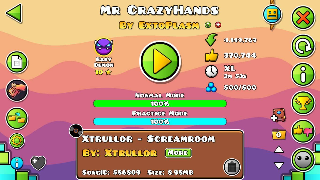 Geometry Dash. Mr CrazyHands By ExtoPlasm (Easy Demon) - 100%