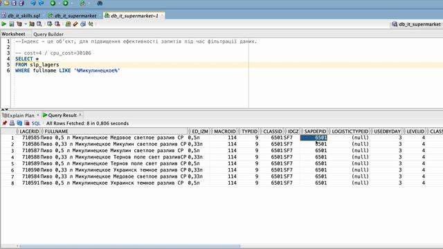 Чи буде застосований індекс в SQL запиті з таким фільтр?