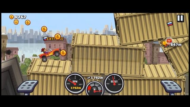 на сколько много я проеду в городе без деталей? Hill Climb Racing 2