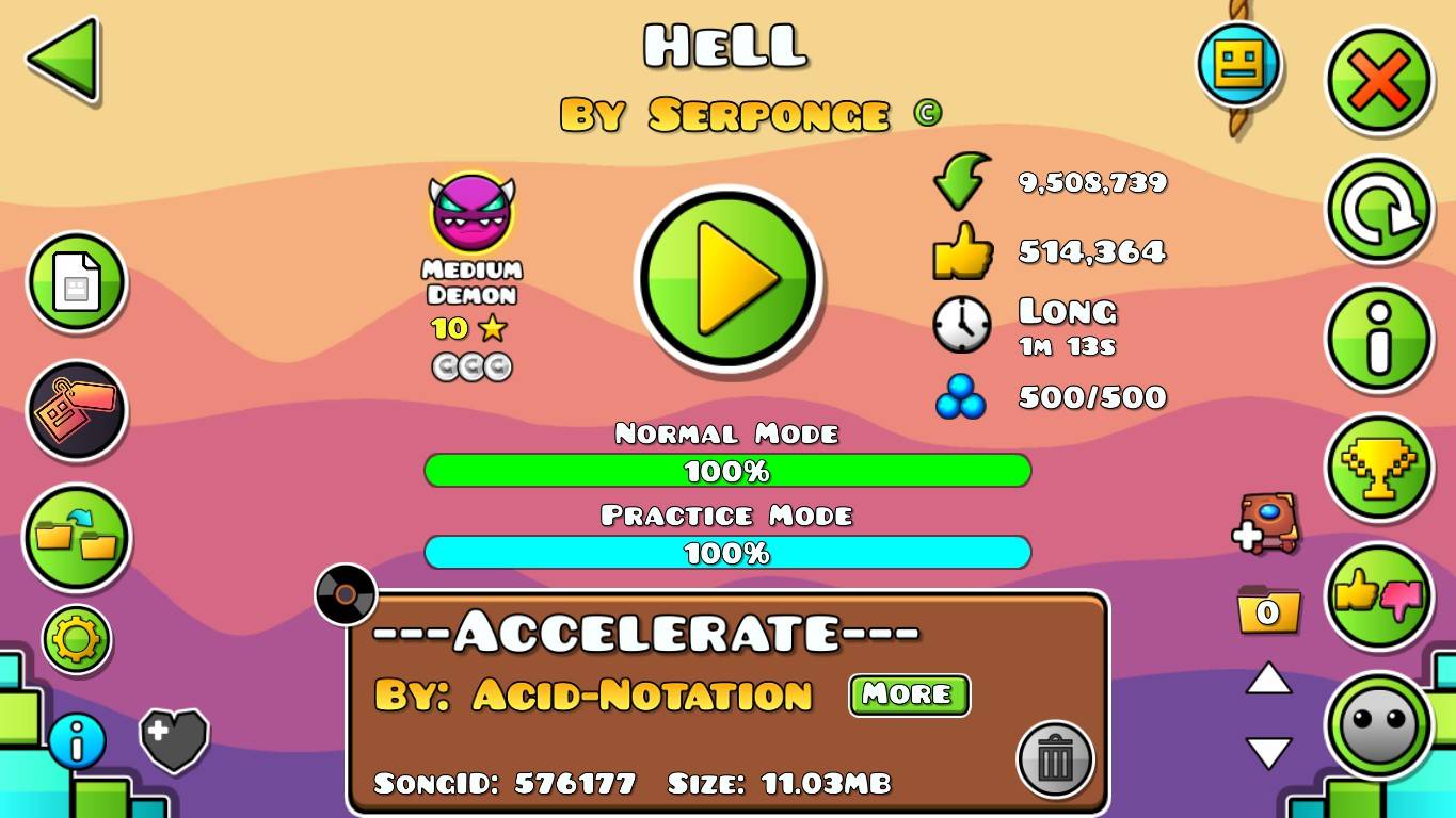 Geometry Dash. HeLL By Serponge - 100%, 3 Coin