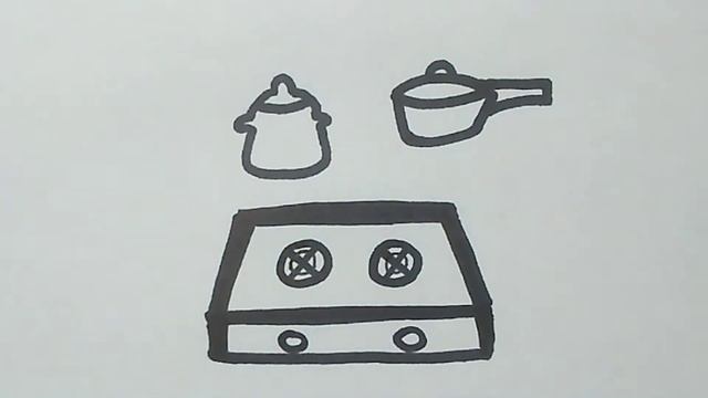 Рисование и раскраска кухонного оборудования (плита и