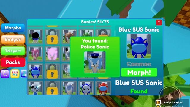 Получил самые крутые скины соника в Find The Sonic Morphs. часть 3. Roblox